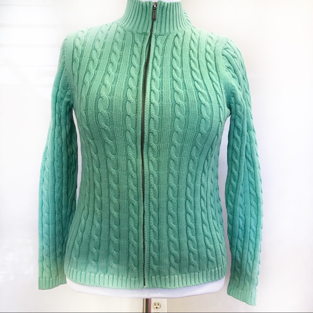 LLBean Women's Double L Cotton, Zip Front Cardigan - Size Medium
